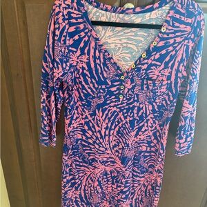 Lilly Pulitzer Blue and Pink Long Sleeve Dress